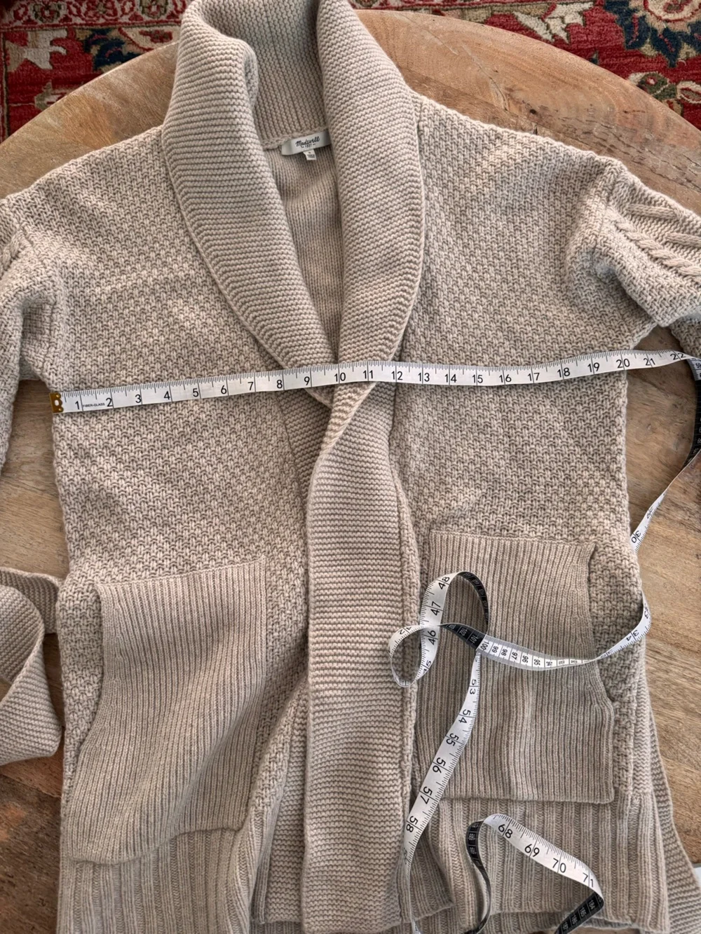 Madewell Shawl Collar Wrap Knit Open Cardigan Sweater Merino Wool